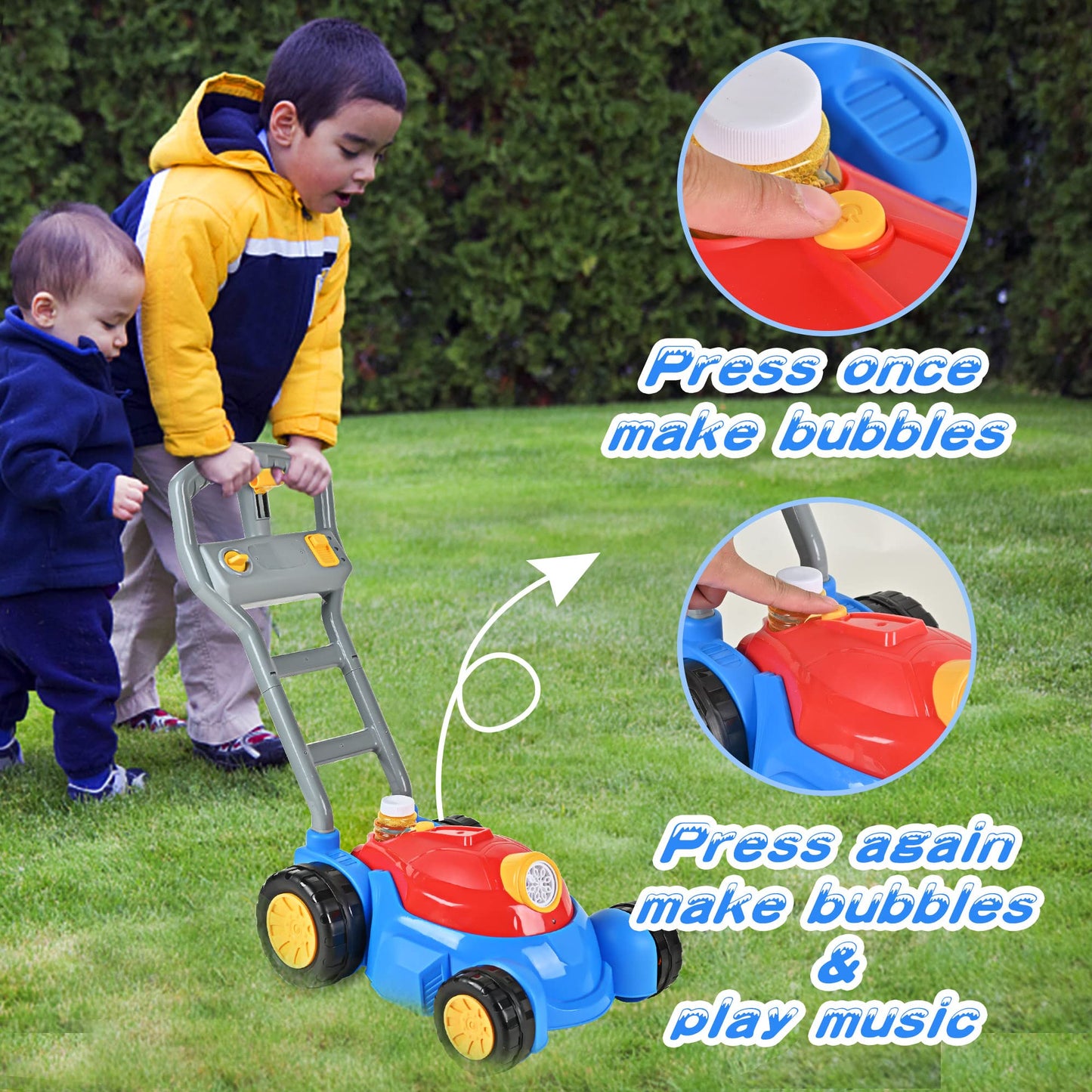 Upgraded Bubble Lawn Mower Toddler Toys, Kids Bubbles Toys For Boys Girls Age 1 2 3 4 5 6 Year Old, Toddler Birthday Outdoor Par