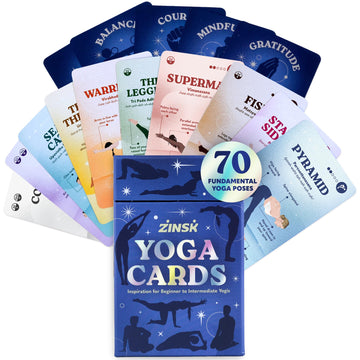 Zinsk enhanced Yoga Deck - 70 Beautifully Illustrated 3x5  Yoga Cards with Instructions  Alignment Cues  & Modifications - Flash Cards for Learning Beginner & Intermediate Yoga Poses & Yoga Sequencing