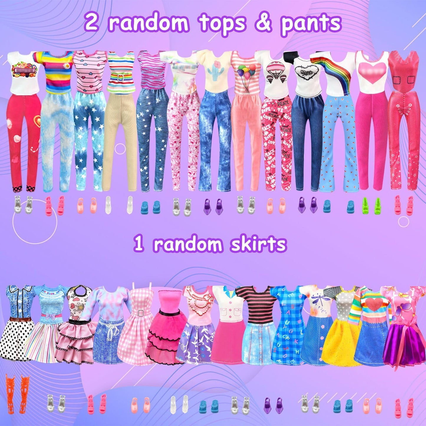 65Pcs Doll Clothes And Accessories With Doll Closet For 11.5 Inch Doll Dress Up Set With 1 Doll Fashion Dresses Outfits Tops And Pants Shoe Rack Bags Gift Toy For Girls 4 5 6 7 8 9 10 Years