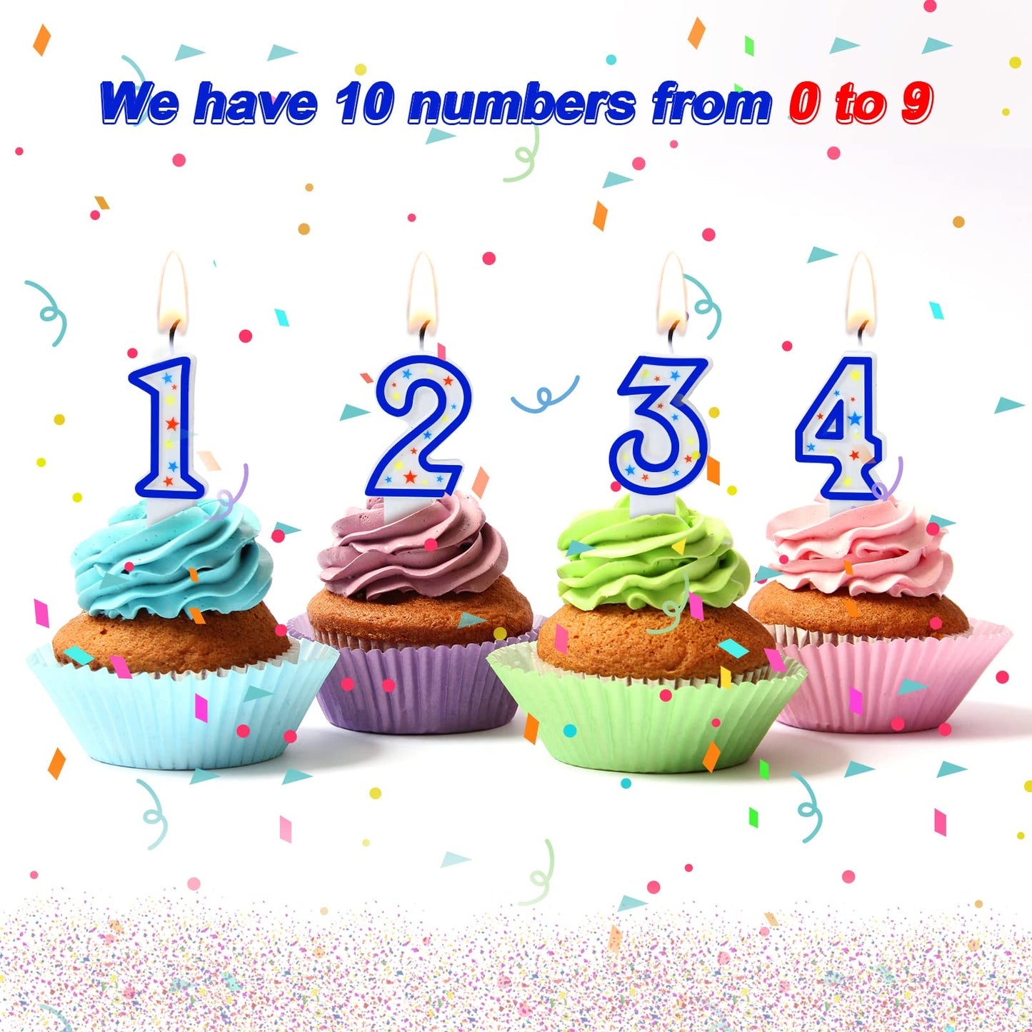 10 Pieces Birthday Number Candles Polka Dot Colorful 0-9 Cake Candles for Birthday Wedding Anniversary Reunions Theme Party Deco