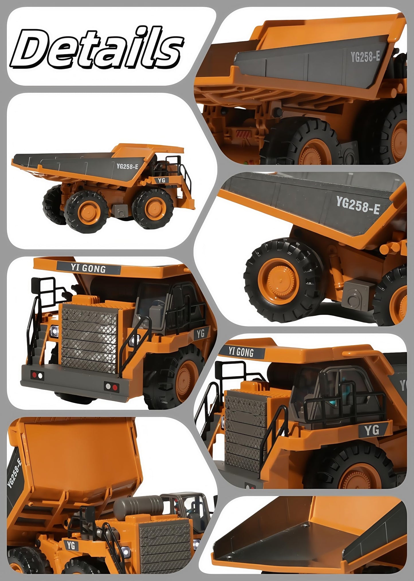 Organaturequeen 9-Channel Metal Rc Dump Truck With Lights And Sound, Remote Control Construction Vehicles Toys For Adults Kids B