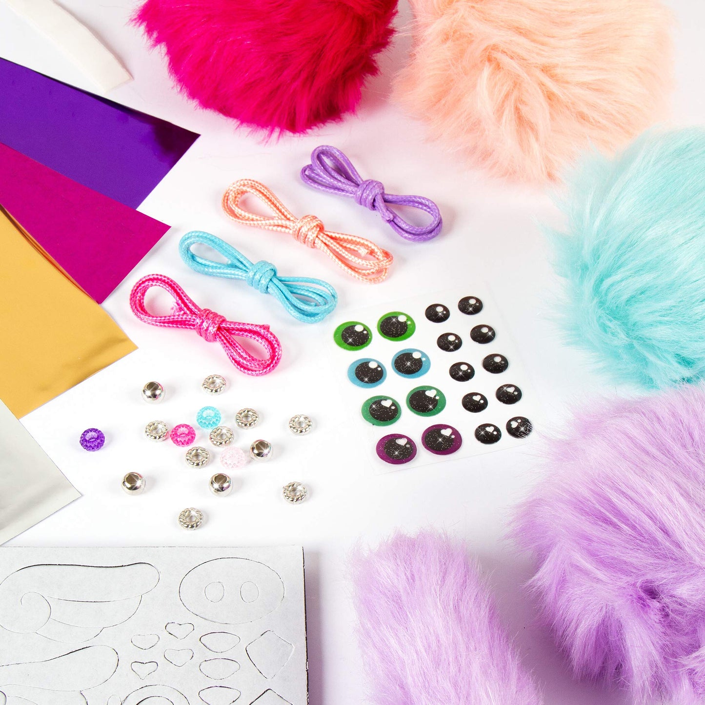 Make It Real DIY Cuddle Mob Kit - Create 4 Adorable Pom Pom Characters with 36 Pieces - All-in-One Arts & Crafts Set for Tweens