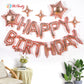 23Pcs Birthday Balloons Banner, 3D Rose Gold Mylar Foil Letter Happy Birthday Banner With 5Pcs Star Balloons Kits For Kids Girls