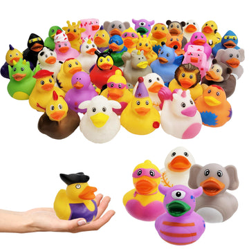 Chochkees Assorted Rubber Ducks Toy Duckies For Kids And Toddlers, Bath Birthday Baby Showers Classroom, Summer Beach And Pool Activity, 2' Inches (50-Pack)