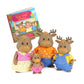 Li'L Woodzeez - The Vanderhoof Moose Family - Collectible Animal Figurines With Storybook - 7 Pieces Set With Movable Arms & Clo