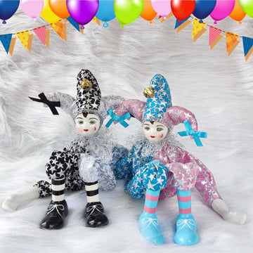 Maxyoung 14 Inch Porcelain Clown Doll Vintage Dolls Figurine, Collectible Figure, Hand Painted Toy, Christmas Halloween Birthday Gift, Twisted Body