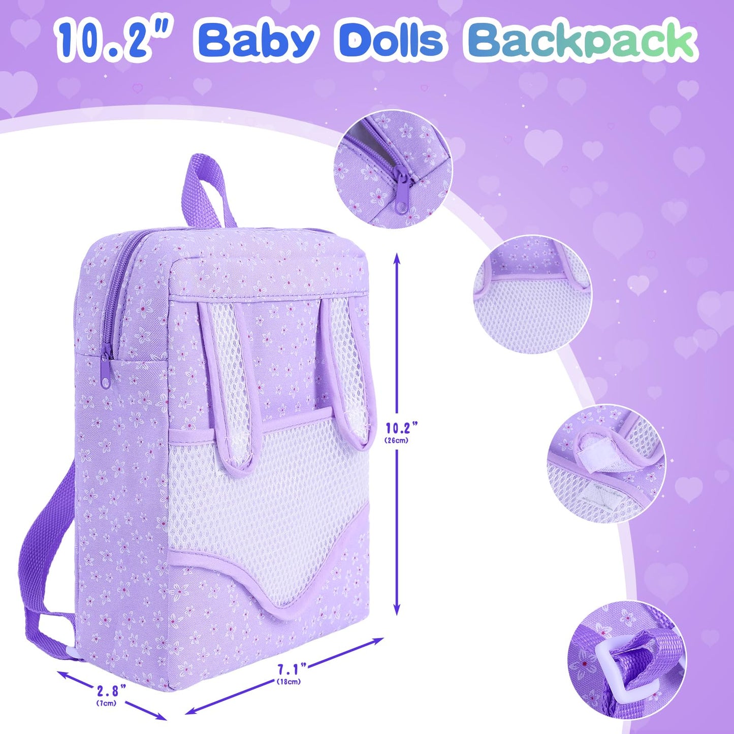 Zntwei 12 Inch Backpack Baby Doll Playset With Washable Dolls And Accessories Includes Backpack, Bottles, Nipple, Blankets, Hats