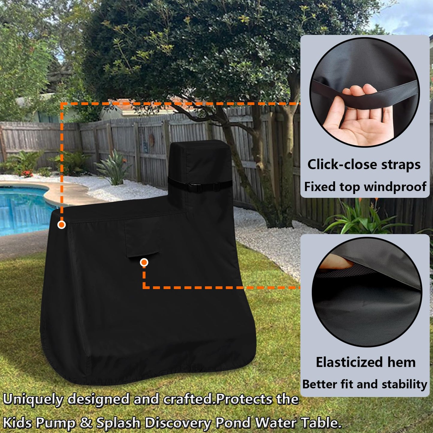 Goldenraindrop Kids Water Table Cover For Step2 Pump & Splash Discovery Pond Water Table, Outdoor Uv, Fade-Resistant, Wind And D