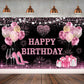YinQin 180x120 cm Pink Gold Happy Birthday Backdrops Cloth 71x47 in. Birthday Photography Backgrounds Glitter Black Rose Gold Bi