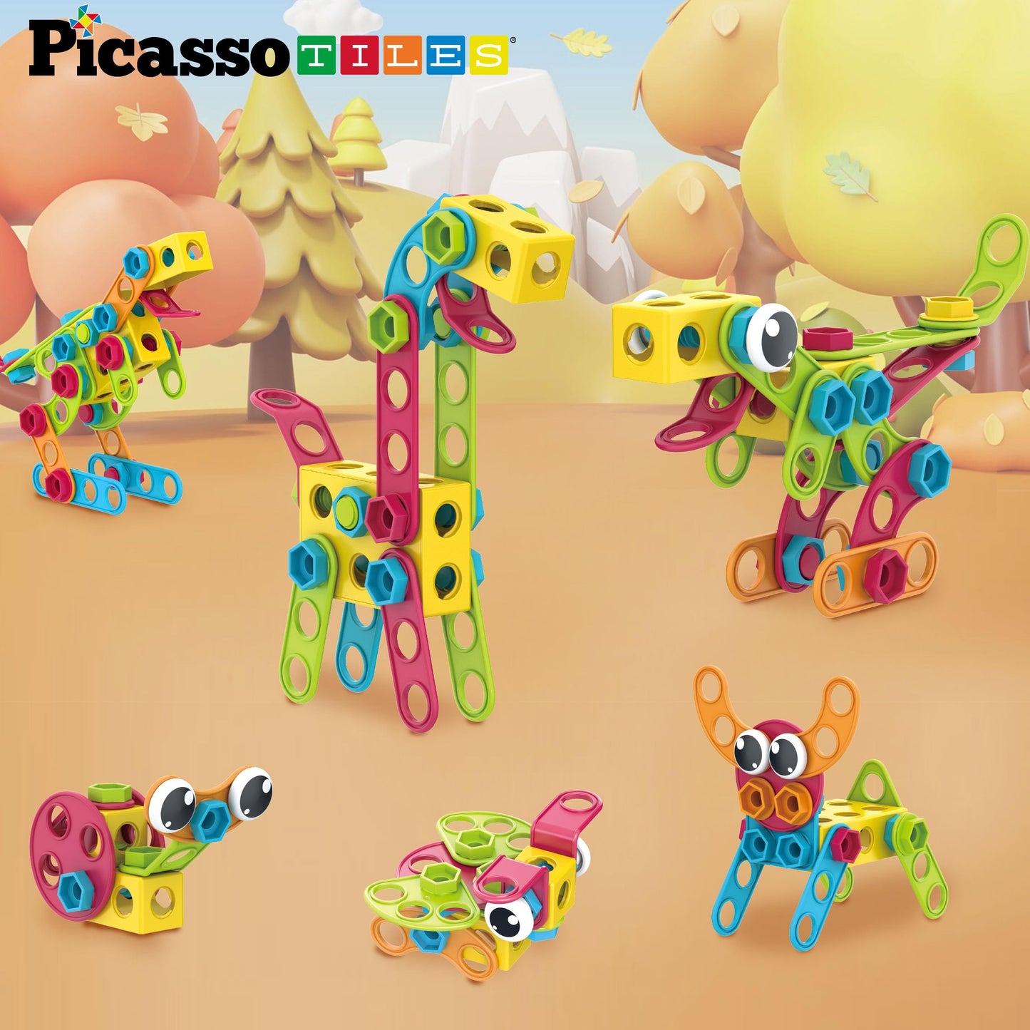 Picassotiles 115 Piece Building Blocks Set Kids Stem Toy Construction Engineering Sensory Toys Kit Block Children Early Educatio