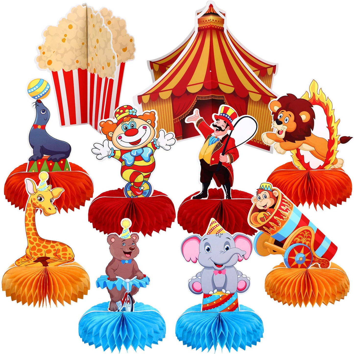 10 Pieces Carnival Party Decorations Circus Theme Party Decorations Carnival Centerpieces for Tables Cake Toppers Favors Supplie