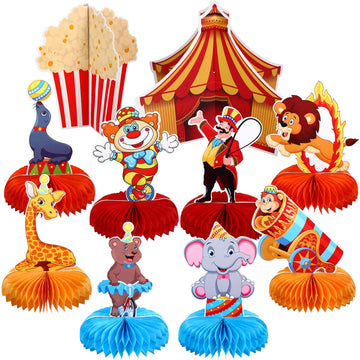 10 Pieces Carnival Party Decorations Circus Theme Party Decorations Carnival Centerpieces for Tables Cake Toppers Favors Supplie