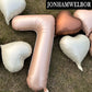 Jonhamwelbor 40 Inch Caramel Number 7 Balloon Retro Brown Large Jumbo Big Giant Helium Foil Mylar Number Balloon With Heart Ball