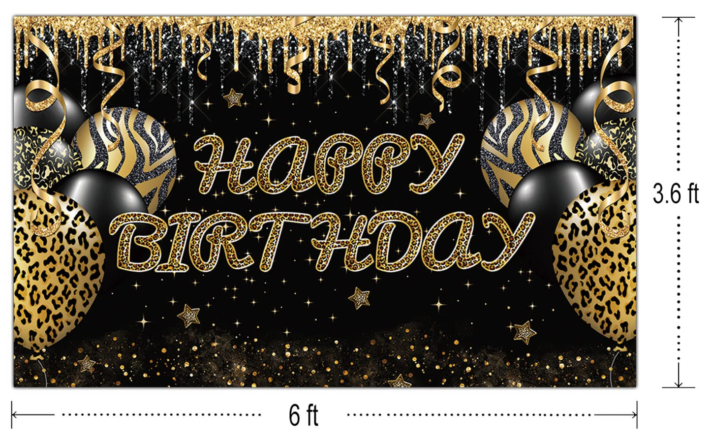 Large Gold Leopard Happy Birthday Backdrop Huge Leopard Happy Birthday Banner Cheetah Birthday Party Decoration Gold Leopard Bir