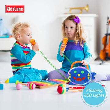 Kidzlane Kids Karaoke Machine - Singing Machine With 2 Microphones And Bluetooth - 100 Pre-Loaded Songs - Kids Music Player With Voice Changer, Record And Playback, And Multicolored Led Lights