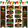 Pasimy 14 Pcs Black History Month Decorations Black History Month Hanging Banner Triangle Flag Porch Sign Yard Signs Decoration 