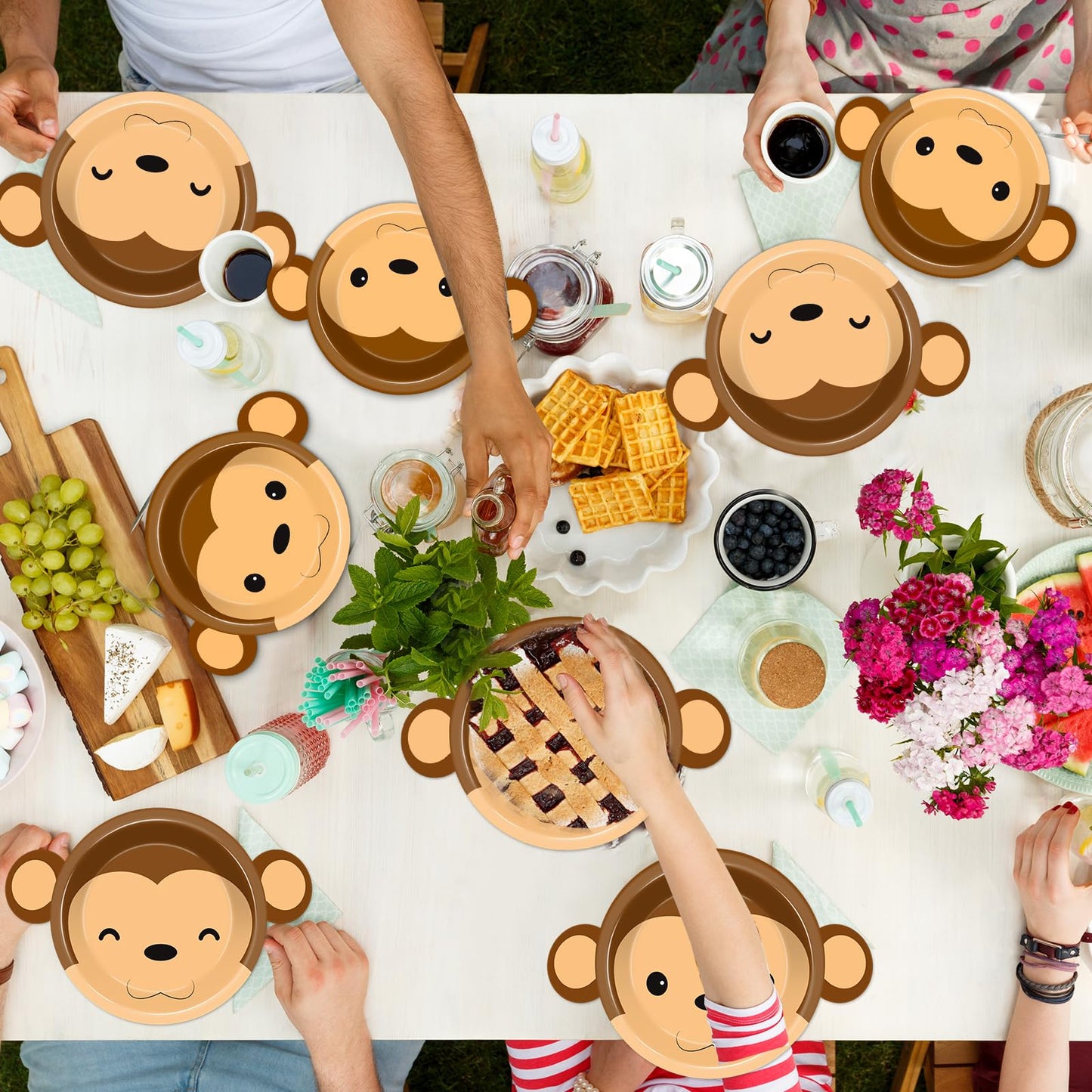 50 Count Monkey Paper Plates Zoo Monkey Shaped Disposable Plates Jungle Safari Animals Baby Party Plates Animal Theme Party Dinn