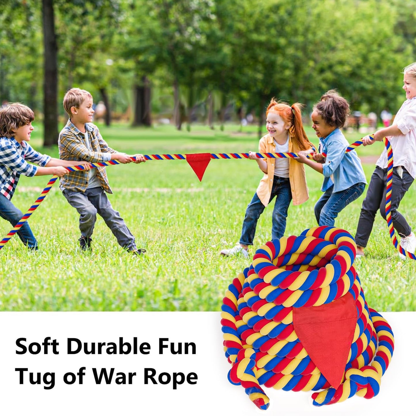 X Xben Field Day Tug Of War Rope For Kids And Adults, Family Reunion Birthday Party Games, Summer Outside Lawn Games, Camping Picnic Carnival Games, Perfect For Team Building Activities 55Ft