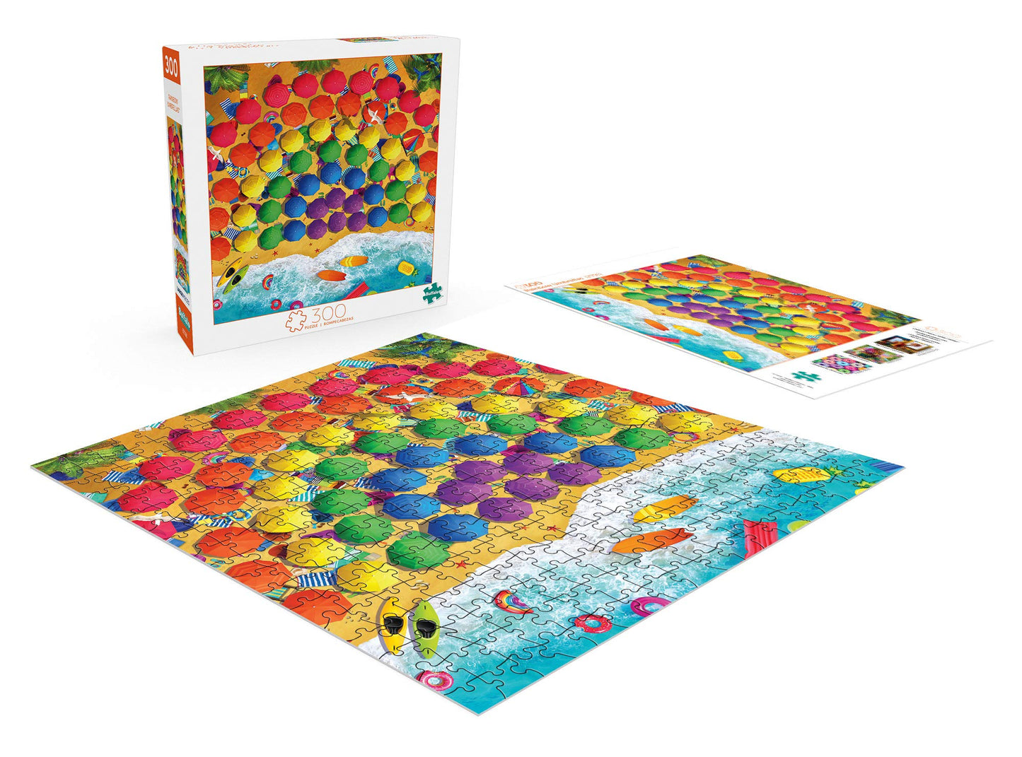 Buffalo Games - Rainbow Umbrellas - 300 Large Piece Jigsaw Puzzle For Adults Challenging Puzzle Perfect For Game Nights - Finished Puzzle Size Is 21.25 X 15.00