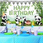 Cartoon Panda Birthday Decorations Panda Backdrop For Party Supplies Animal Themed Banner Green Bamboo Background Baby Shower Photo Background Kids Children Newborn Birthday Party Table Decor