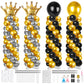 Toosci 4 Sets Adjustable Balloon Column Stand And Balloon Pump, 9 Feet Metal Balloon Stands For Floor, Balloon Column Kit For Ba