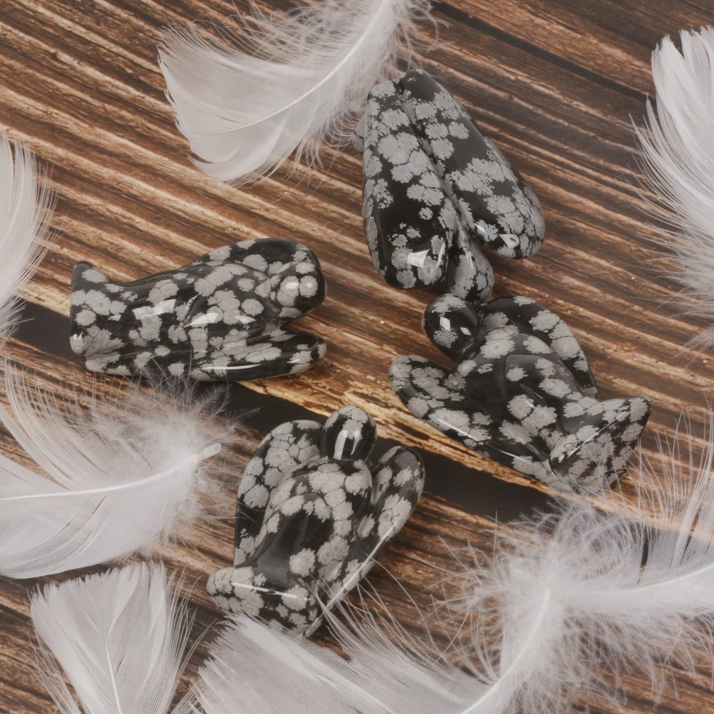 Justinstones Carved Snowflake Obsidian Gemstone Peace Angel Pocket Guardian Angelhealing Statue 2 Inch