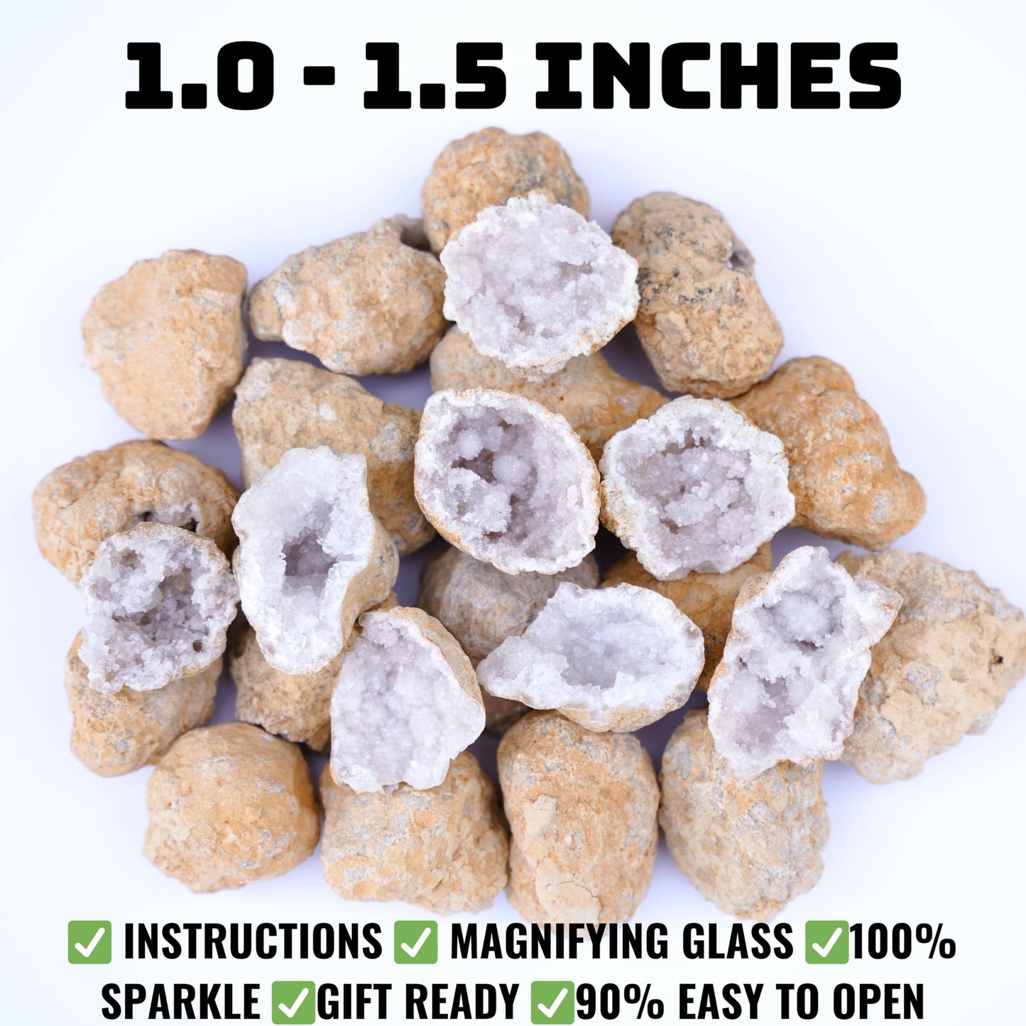 TruEnergy 20 Break Your Own Geode Kit - Natural Premium Geodes, Easy Crack-Open Experience, Small Size (1.0"-1.5"), STEM Activity