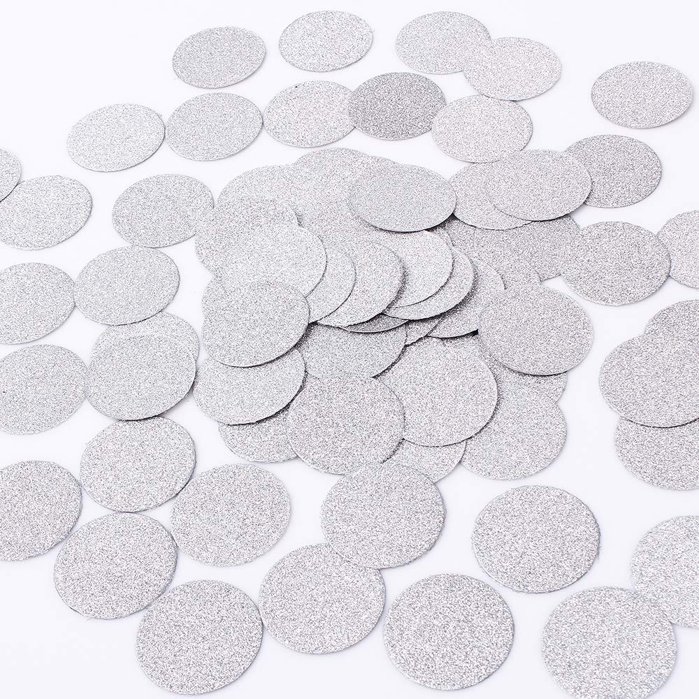 Mowo Glitter Confetti Wedding Party Decor And Table Decor 1.2’’ In Diameter (Silver Glitter,200Pc)