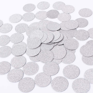 Mowo Glitter Confetti Wedding Party Decor And Table Decor 1.2’’ In Diameter (Silver Glitter,200Pc)