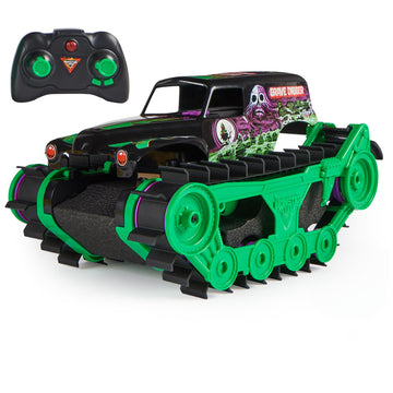 Monster Jam, Official Grave Digger Trax All-Terrain Remote Control Outdoor Vehicle, 1:15 Scale, Kids Toys for Boys and Girls Age