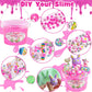 Lawoho Bunny Clear Slime 300Ml, Pink Clear Slime Kit For Girls Ages 8-12 With 8 Add-Ins, Slime For Kids Party Favors, Non Stick Slime With Easter Eggs Clay, Birthday Halloween Christmas Easter Gifts
