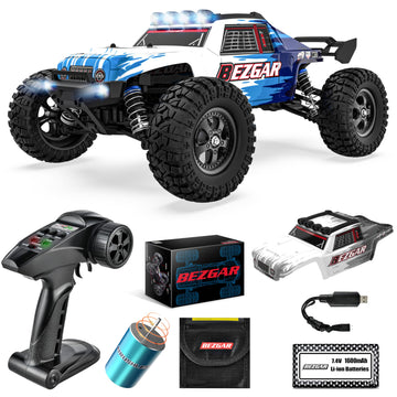 BEZGAR HM124 Brushless RC Car - 1:12 Scale 52+KM/H High Speed RC Truck, 4x4 Offroad Waterproof for All Terrains, Hobby Grade Rem