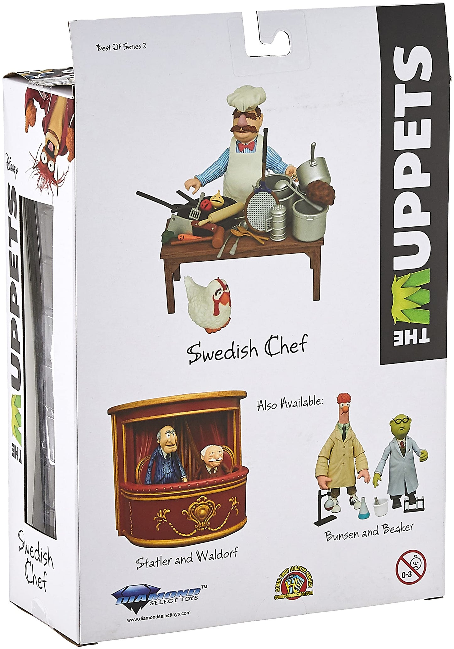 Diamond Select Toys Muppets Swedish Chef Action Figure, Small, Multicolor, Model JAN209311, Plastic