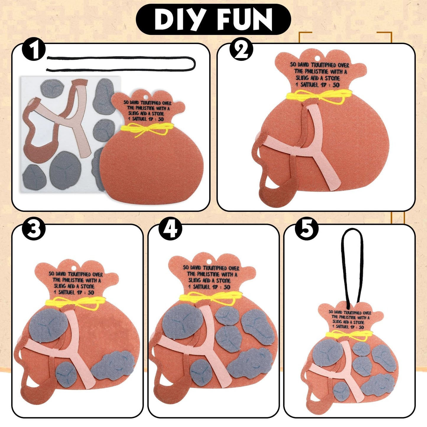 SmoothNovelty 24 Pcs David and Goliath Ornament Craft Kit Sunday School Crafts for Fun Home Activities