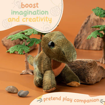 Forest & Twelfth Stuffed Brontosaurus, Single Mini Stuffed Animal Plush Toy For Kids, Dinosaur Party Favors And Goody Bags, Clas