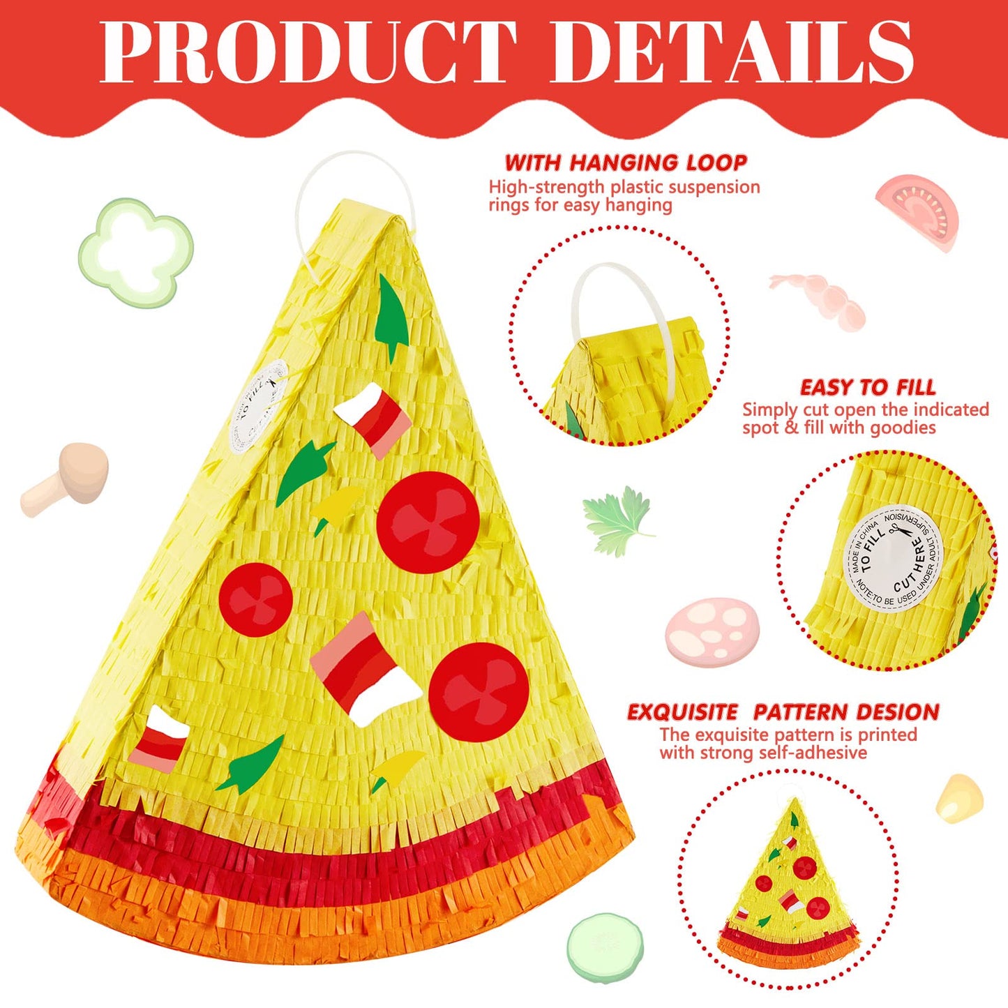 Lewtemi Pizza Piñata Pizza Party Favors Pizza Birthday Party Supplies With Stick Confetti And Blindfold Pizza Shower Theme Decorations For Pizza Supply