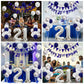 21St Birthday Decorations For Him, Blue Happy 21St Birthday Banner With Navy Blue Silver 21St Birthday Balloons 21 Birthday Cake