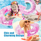 Whaline 4Pcs Inflatable Pool Floats Toys Clear Swim Tubes Rings Glitter Hot Pink Pool Tube For Teen Boys Girls Outdoor Summer Sw