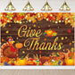 Happy Thanksgiving Backdrop 10x8FT Give Thanks Fall Harvest Photography Background Maple Leaves Turkey Pumpkin Themed Banner for