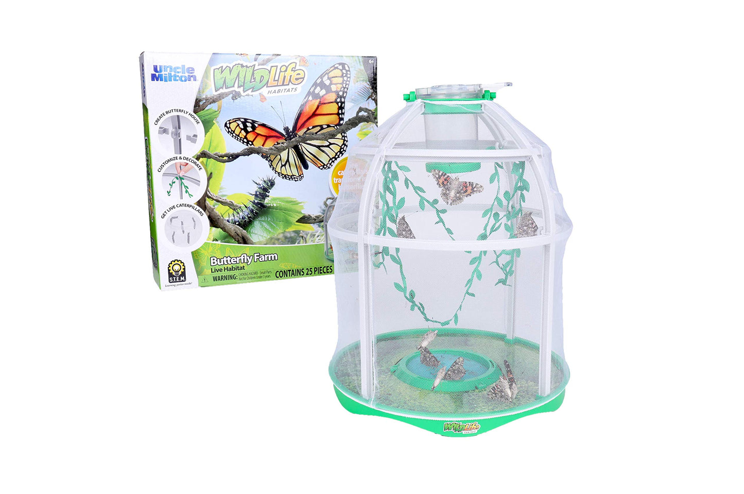 Uncle Milton Butterfly Farm Live Habitat - Observe Caterpillars Transform Into Butterflies  STEM Toy  Great Gifts for Boys & Girls Ages 6+