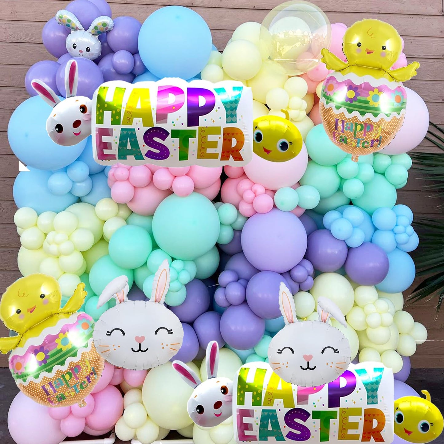 Easter Balloons, 6 Pcs Large Bunny Chicken Egg Foil Balloons, Easter Balloon Party Decorations For Home Baby Shower, Happy Theme
