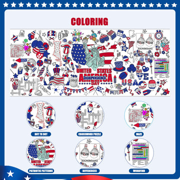 Padtic Independence Day Giant Coloring Poster,35X72Inch 4Th Of July Drawing Paper Coloring Tablecloth,Diy Statue Of Liberty Amer
