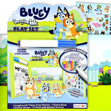 Bluey Imagine Ink Coloring and Stickers Set for Kids Road Trip & Travel Activity Includes Game Book, Sticker Sheet with Sticker 