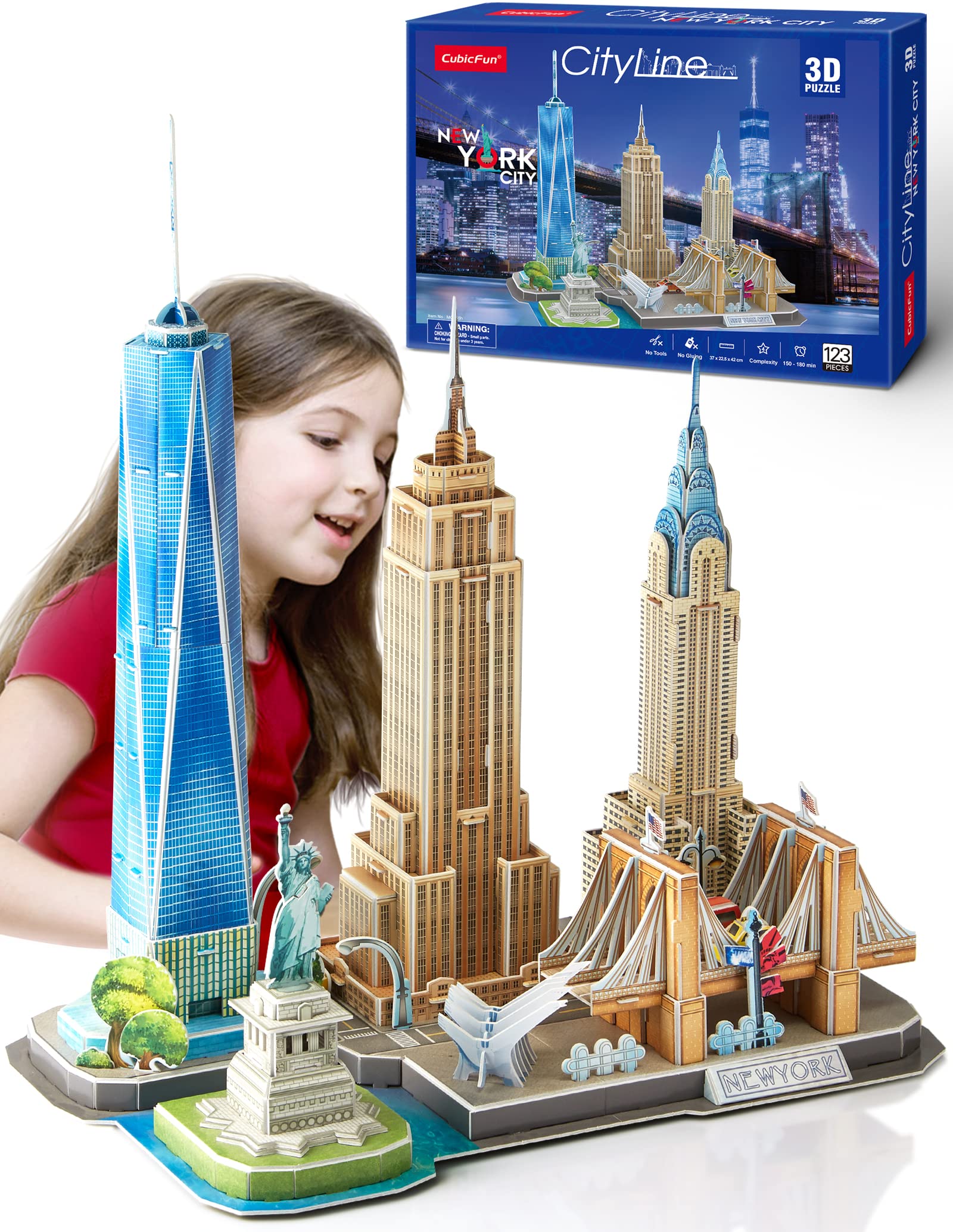 3D Puzzle - Puzzles For Kids Ages 8-10 New York City Stem Projects Arts And Crafts For Kids Ages 8-12 - Toys For Girls 8-10 - 8 Year Old Girl Birthday Gift For Kids 8-12