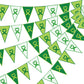 Tatuo 5 Pcs 49 ft Mental Health Awareness Decoration Green Ribbon Pennant Banner Mental Health Triangle Flag Banner Pre-Assemble