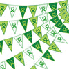 Tatuo 5 Pcs 49 ft Mental Health Awareness Decoration Green Ribbon Pennant Banner Mental Health Triangle Flag Banner Pre-Assemble