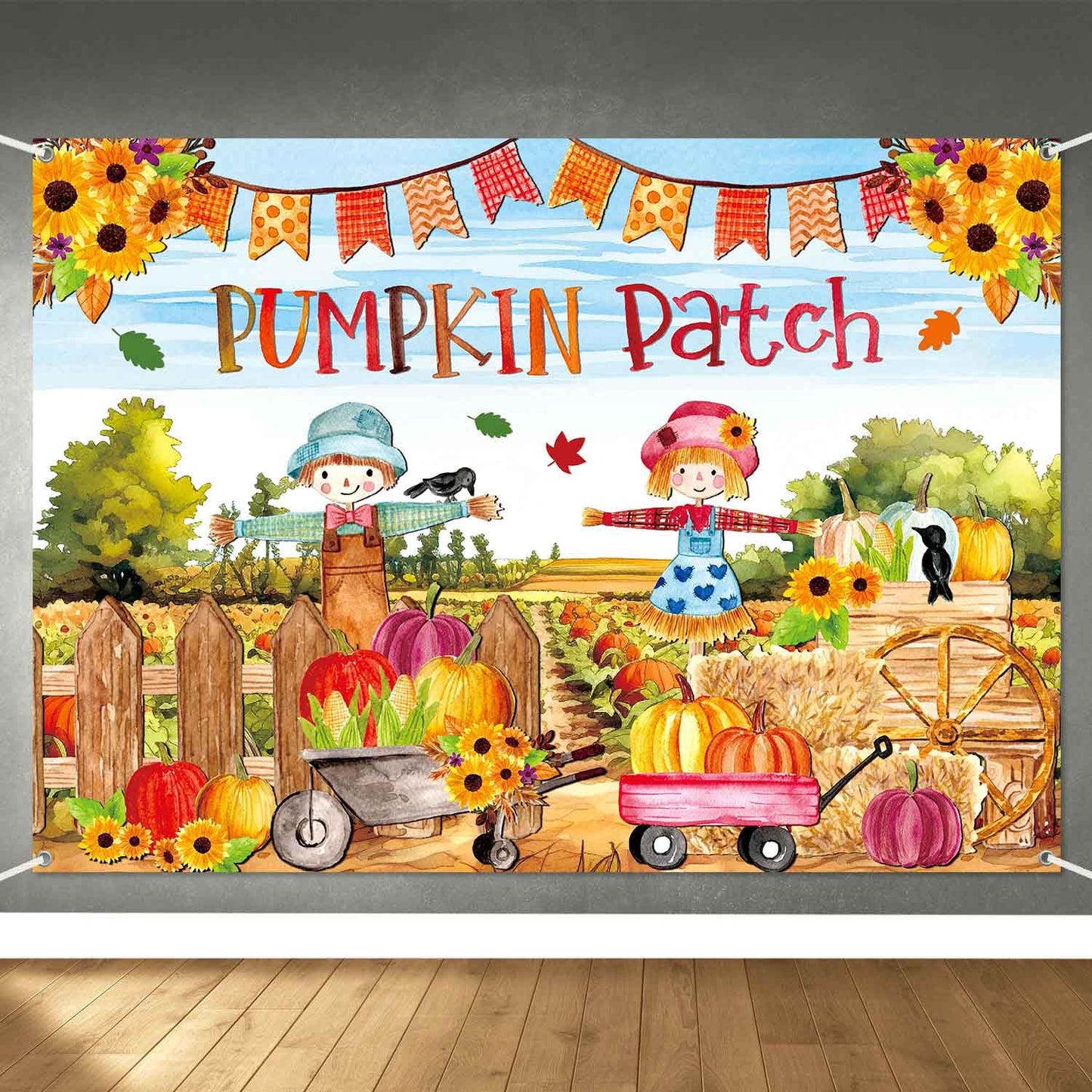 LDWLYW Fall Pumpkin Patch Backdrop Banner Fall Thanksgiving Party Decorations Large Autumn Harvest Farm Pumpkin Photography Back