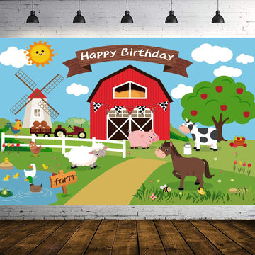 7X5Ft Farm Backdrop Farm Birthday Party Supplies Farm Animal Party Decorations Supply Happy Birthday Large Farm Photography Back