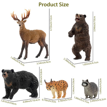Toymany 12Pcs North American Forest Animal Figurines, Realistic Jungle Animal Set Includes Raccoon,Lynx,Wolf,Bear,Eagle, Educational Toy Cake Toppers Christmas Birthday Gift For Kids Toddlers