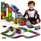 MEIQ Magnetic Downhill Racer Set 40-Piece with Car & Tracks, STEM Magnetic Tiles Building Toys for Kids Ages 3-8, Montessori Lea